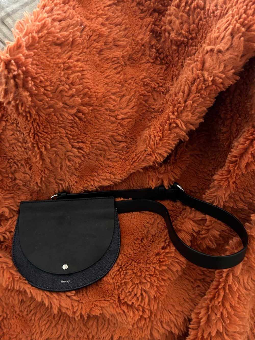 Theory Black and Navy Half-Moon Crossbody Bag
